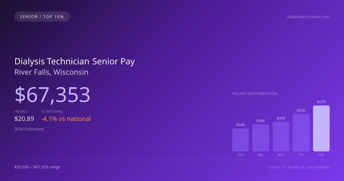 Dialysis Technician Senior Salary in River Falls, WI — 2026 est., based on 2025 BLS