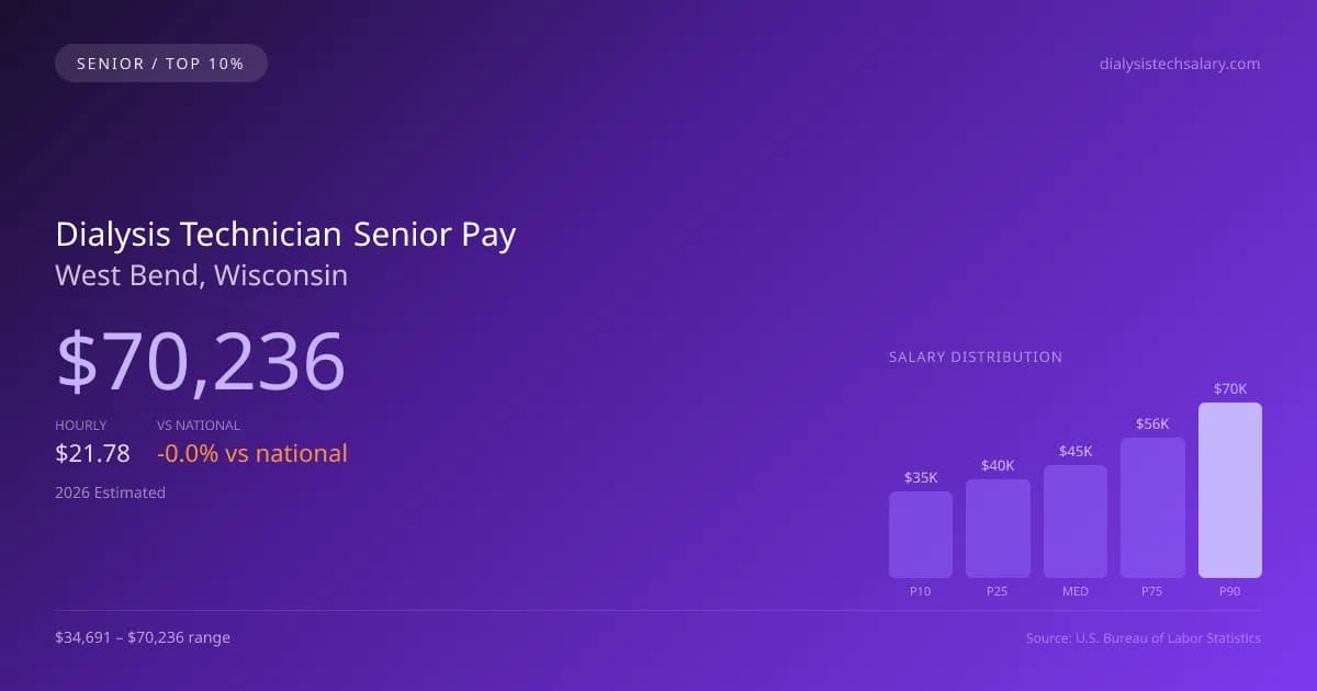 Dialysis Technician Senior Salary in West Bend, WI — 2026 est., based on 2025 BLS