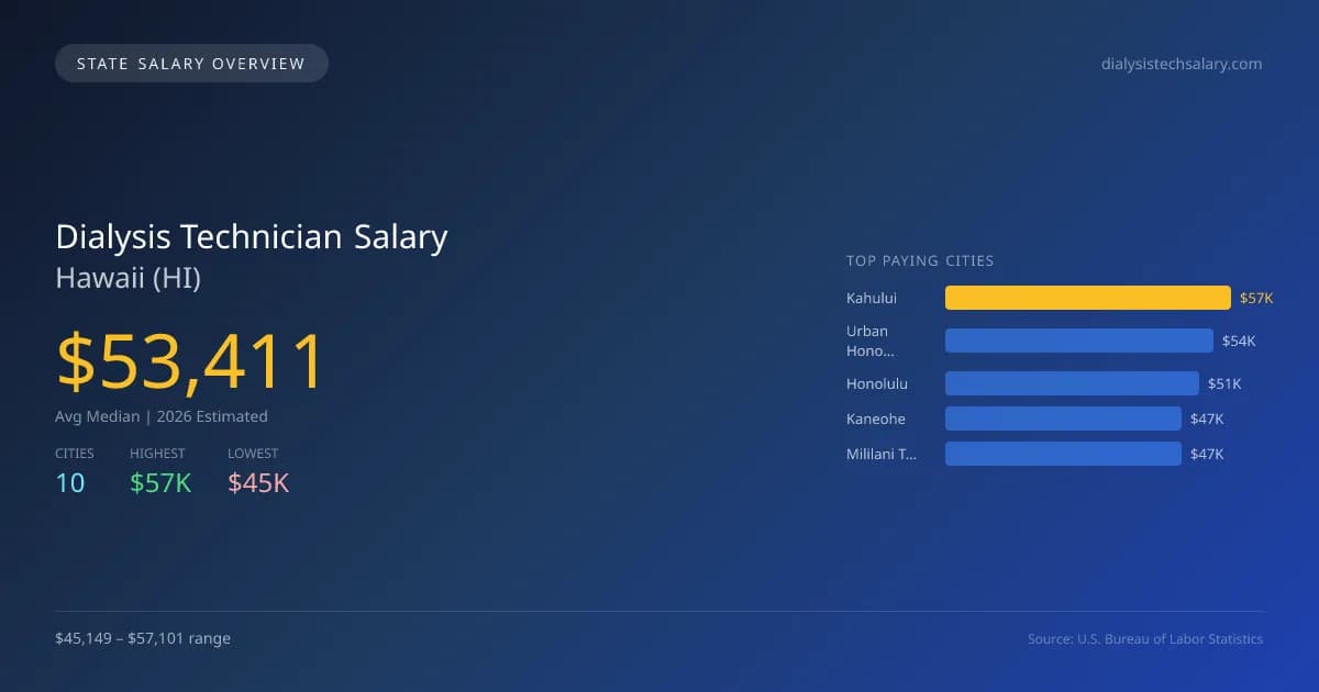 Dialysis Technician Salary in Hawaii - 2025 BLS Data Infographic