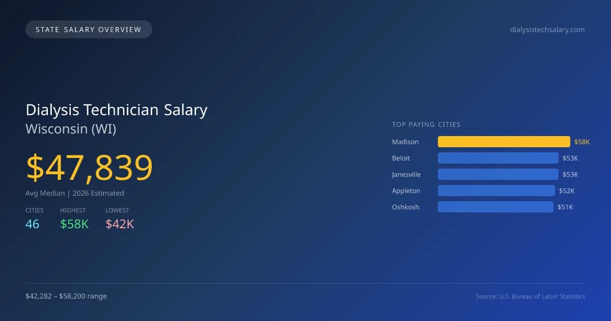 Dialysis Technician Salary in Wisconsin - 2025 BLS Data Infographic